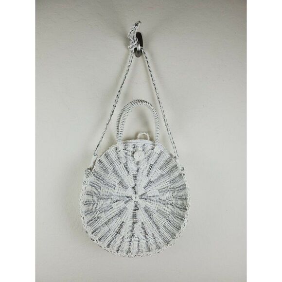 Mudpie white and silver wicker handbag shoulder strap and handles used 1x EUC - Picture 2 of 10